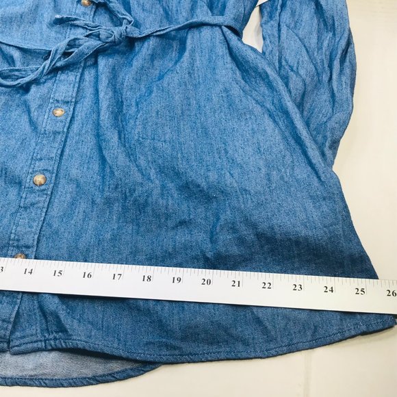 Isabel Maternity Women's Sz Medium Long Sleeve Button Down Blue Denim Shirt New - Picture 9 of 13